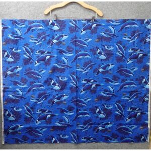 Blue Orca Whale Dolphin Fabric Sea Life Ocean Print VIP Cranston USA  37x44‎